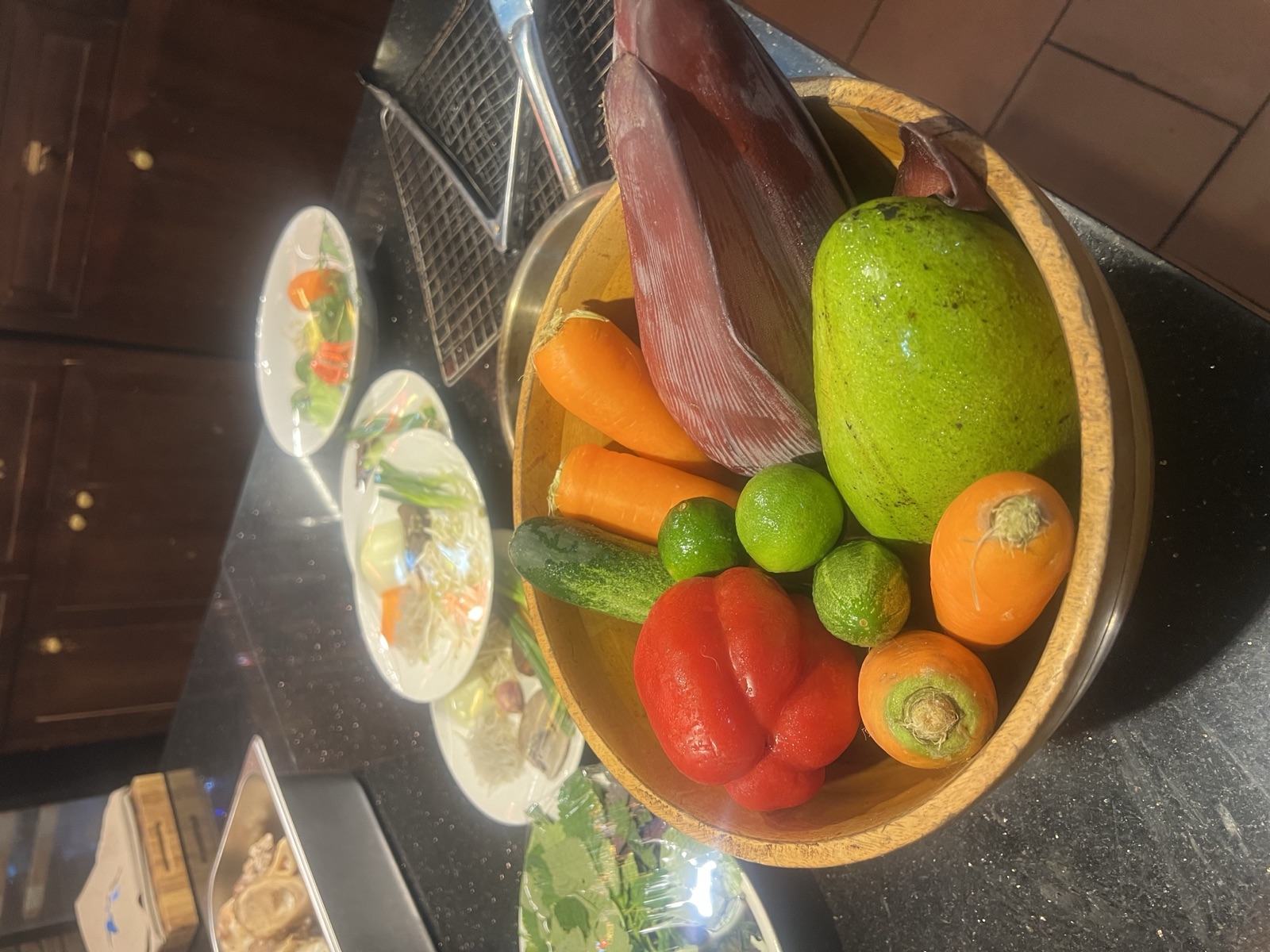 Fresh market ingredients for the cooking class
